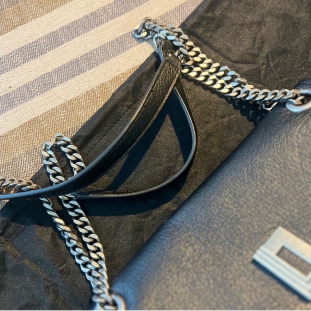 LIKE NEW! Karl Lagerfeld Lyon Black Leather Shoulder Bag satchel purse - Picture 14 of 16